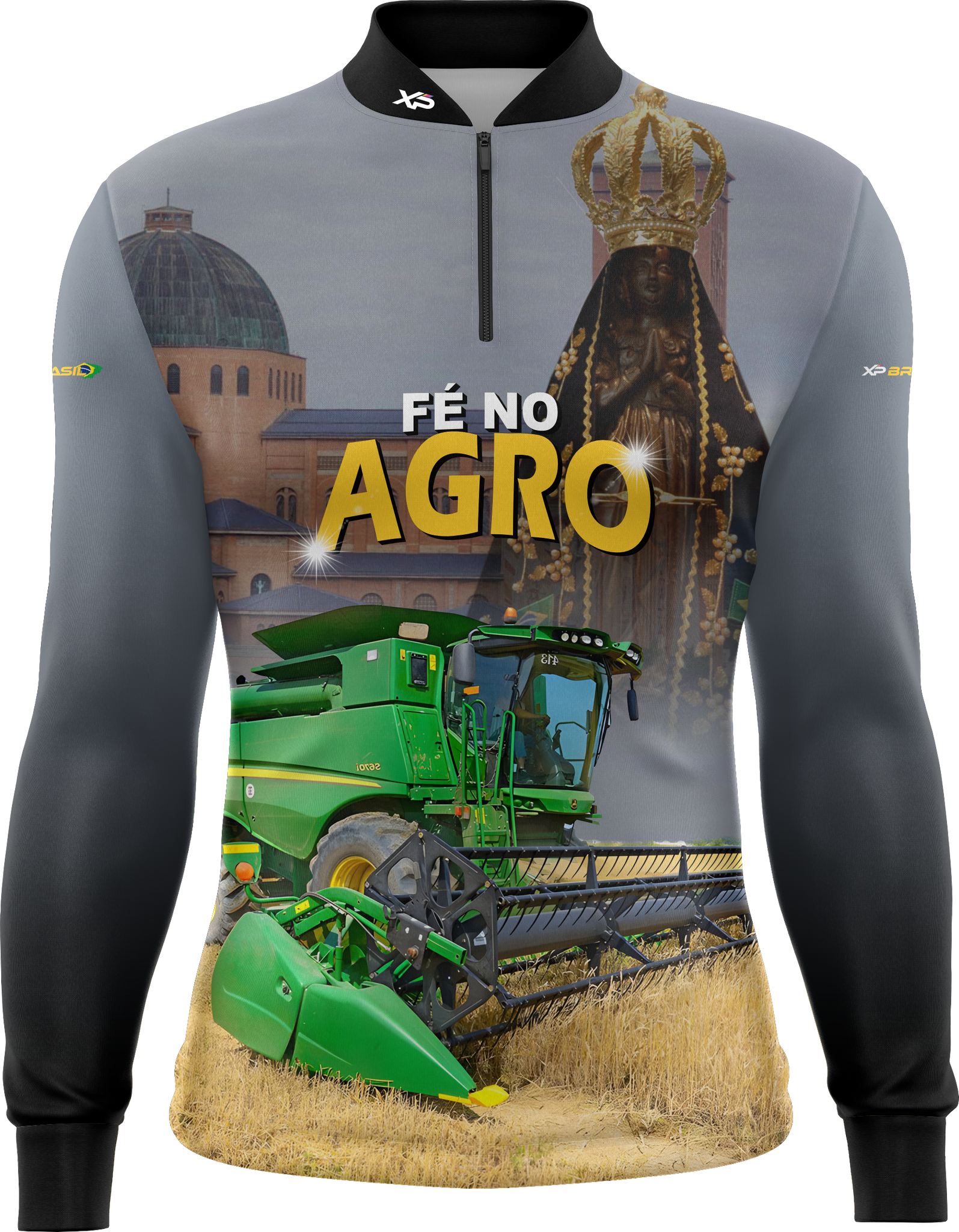 Camisa Agro Feminina XP Brasil Nossa Senhora Aparecida com Proteção UV50+