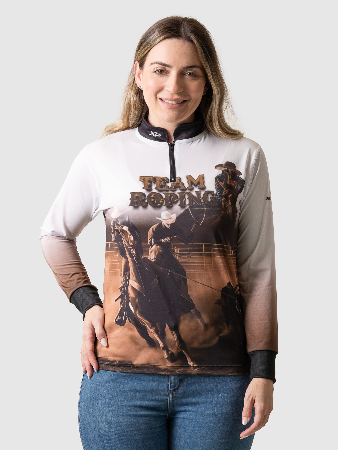 Camisa Agro Feminina XP Brasil Team Roping com Proteção UV50+