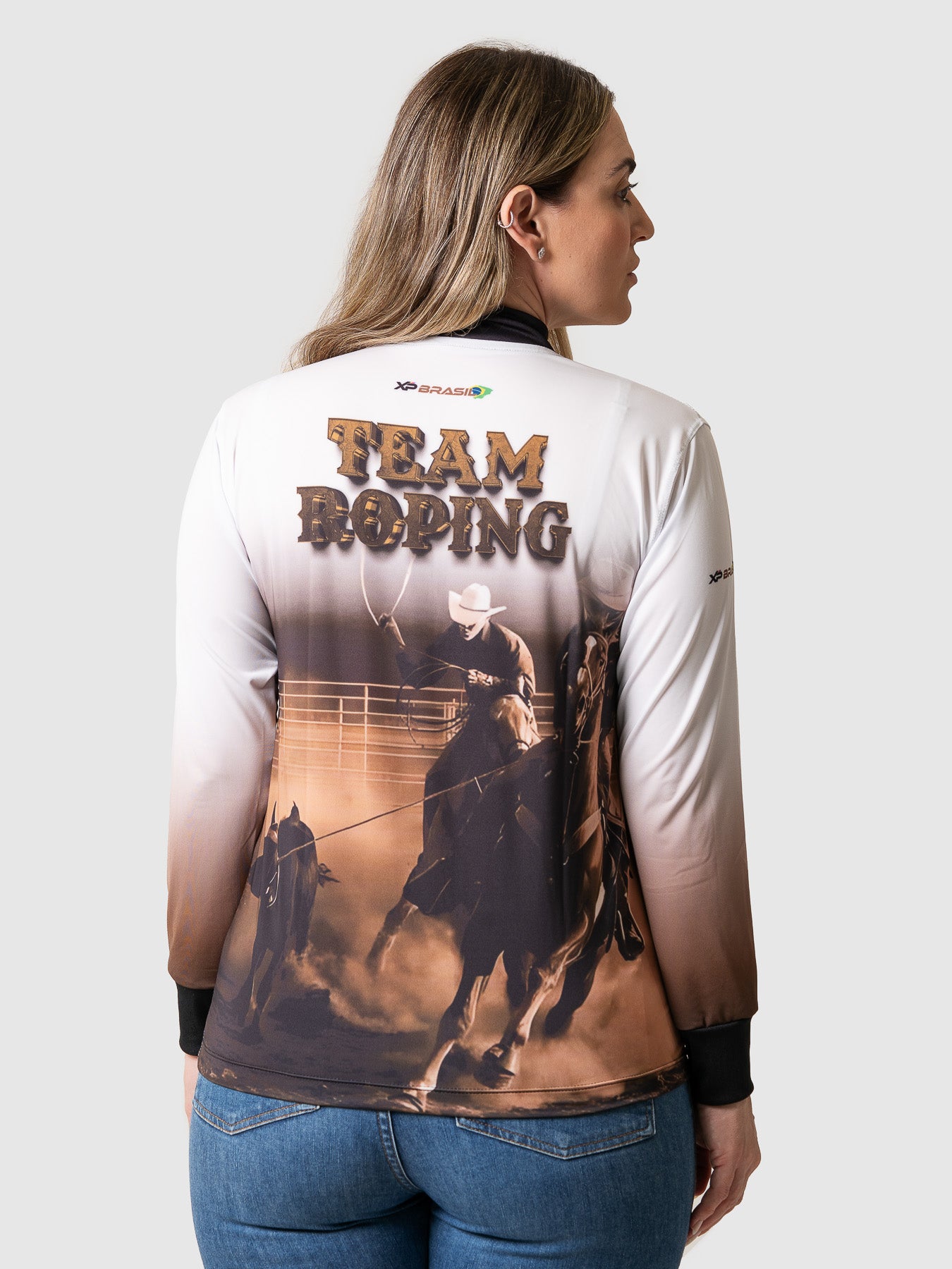 Camisa Agro Feminina XP Brasil Team Roping com Proteção UV50+