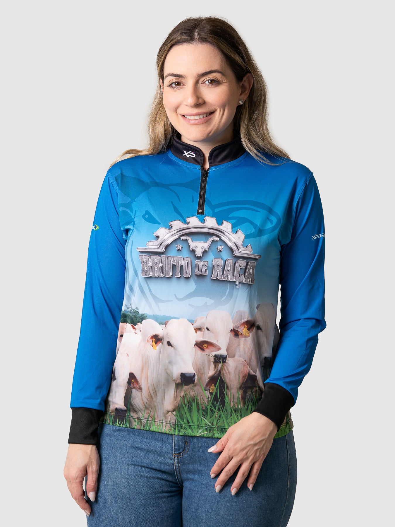 Camisa Agro Feminina XP Brasil Bruto de Raça com Proteção UV50+