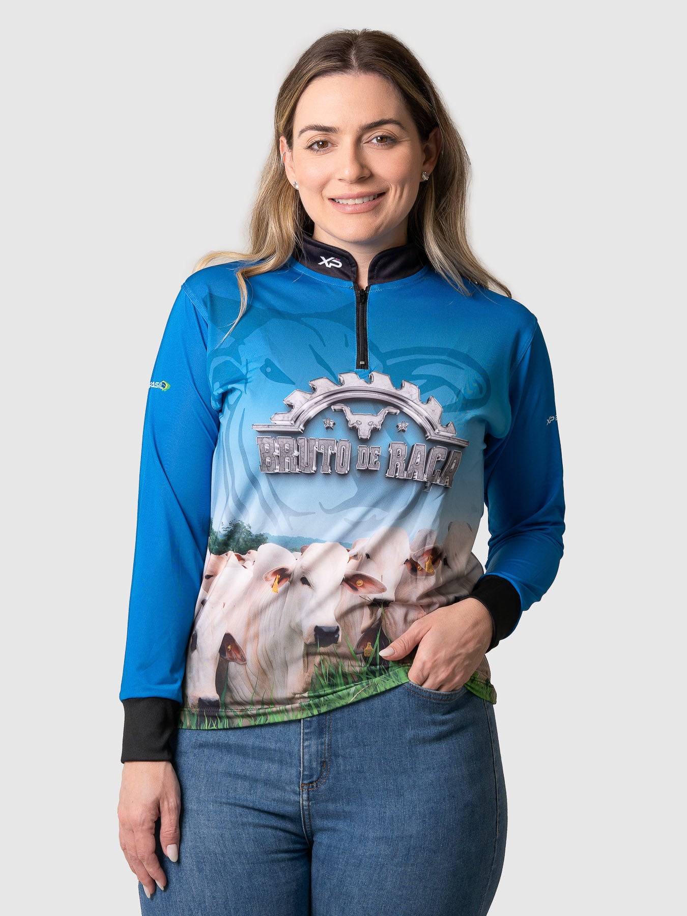 Camisa Agro Feminina XP Brasil Bruto de Raça com Proteção UV50+