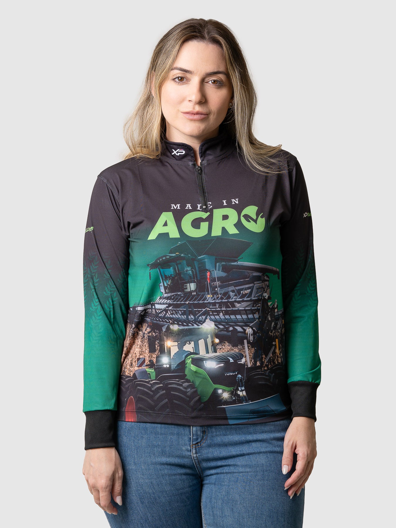 Camisa Agro Feminina XP Brasil Made In Agro com Proteção UV50+