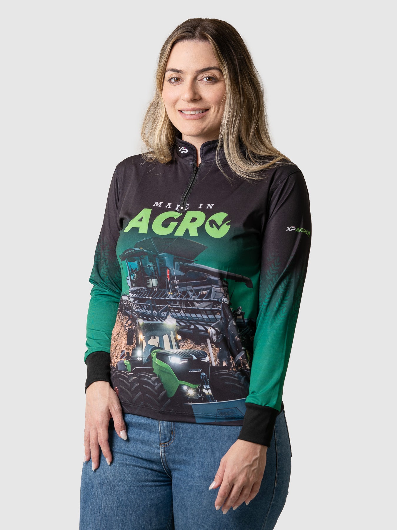 Camisa Agro Feminina XP Brasil Made In Agro com Proteção UV50+