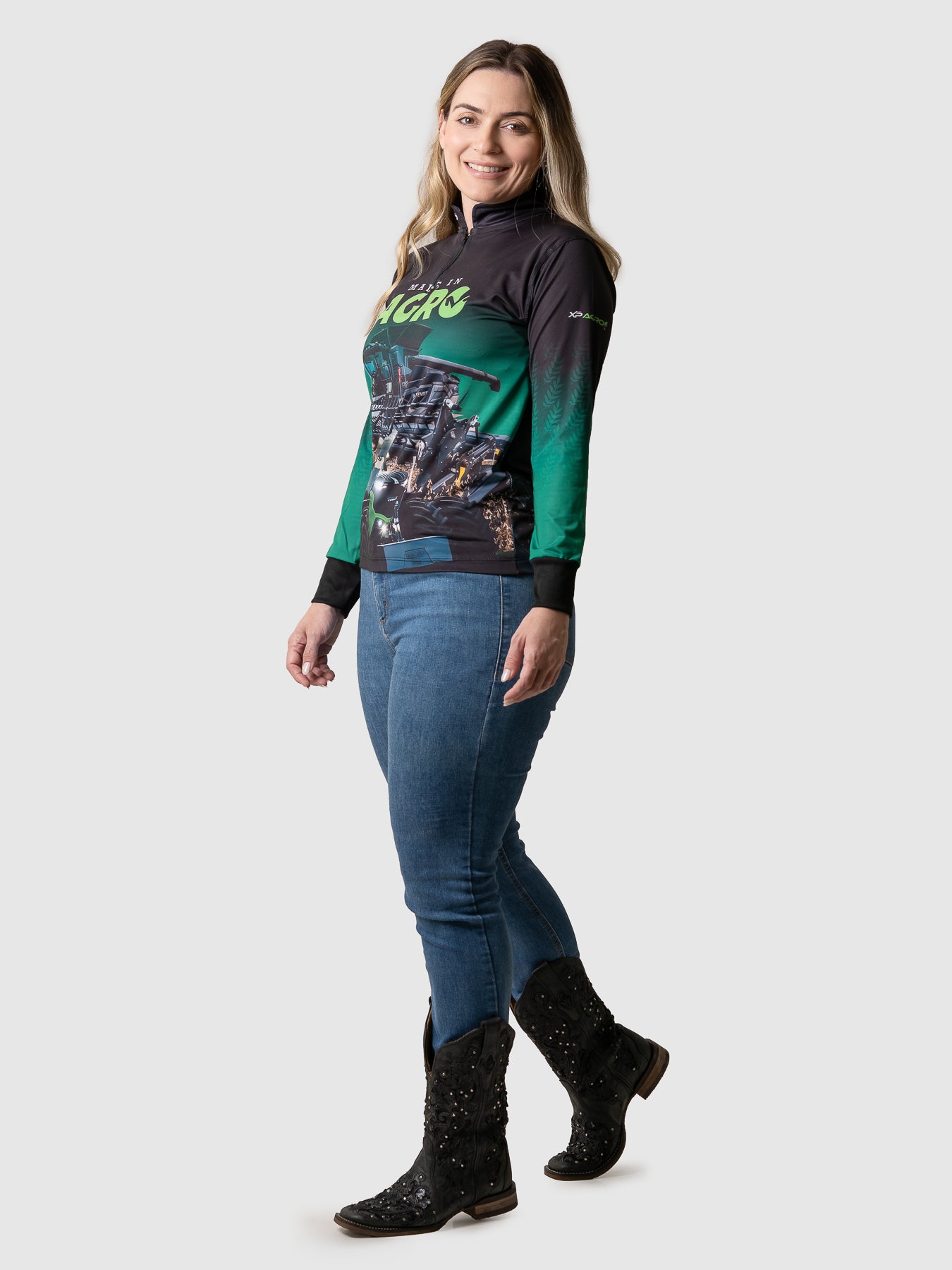 Camisa Agro Feminina XP Brasil Made In Agro com Proteção UV50+