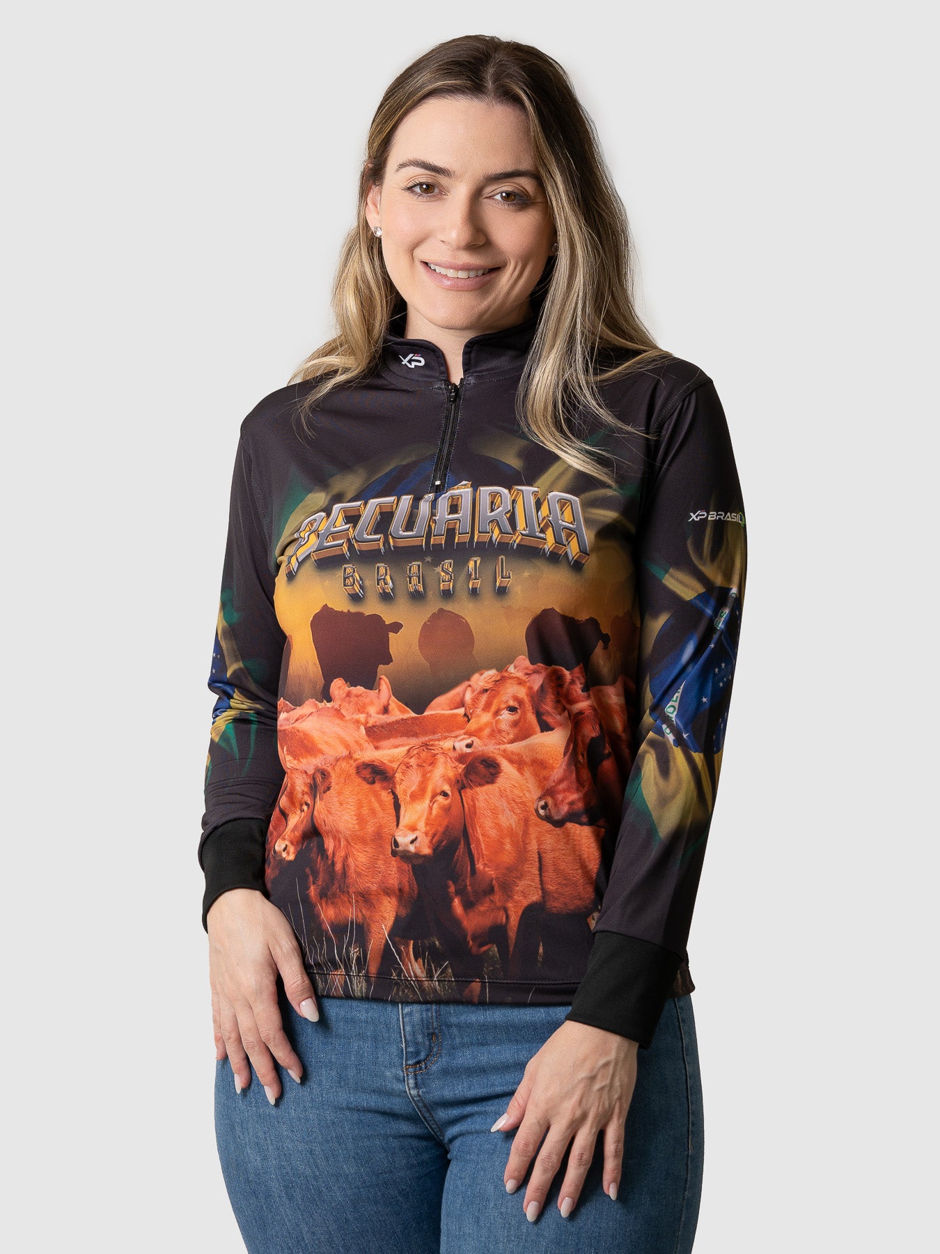 Camisa Agro Feminina XP Brasil Pecuária Brasil com Proteção UV50+