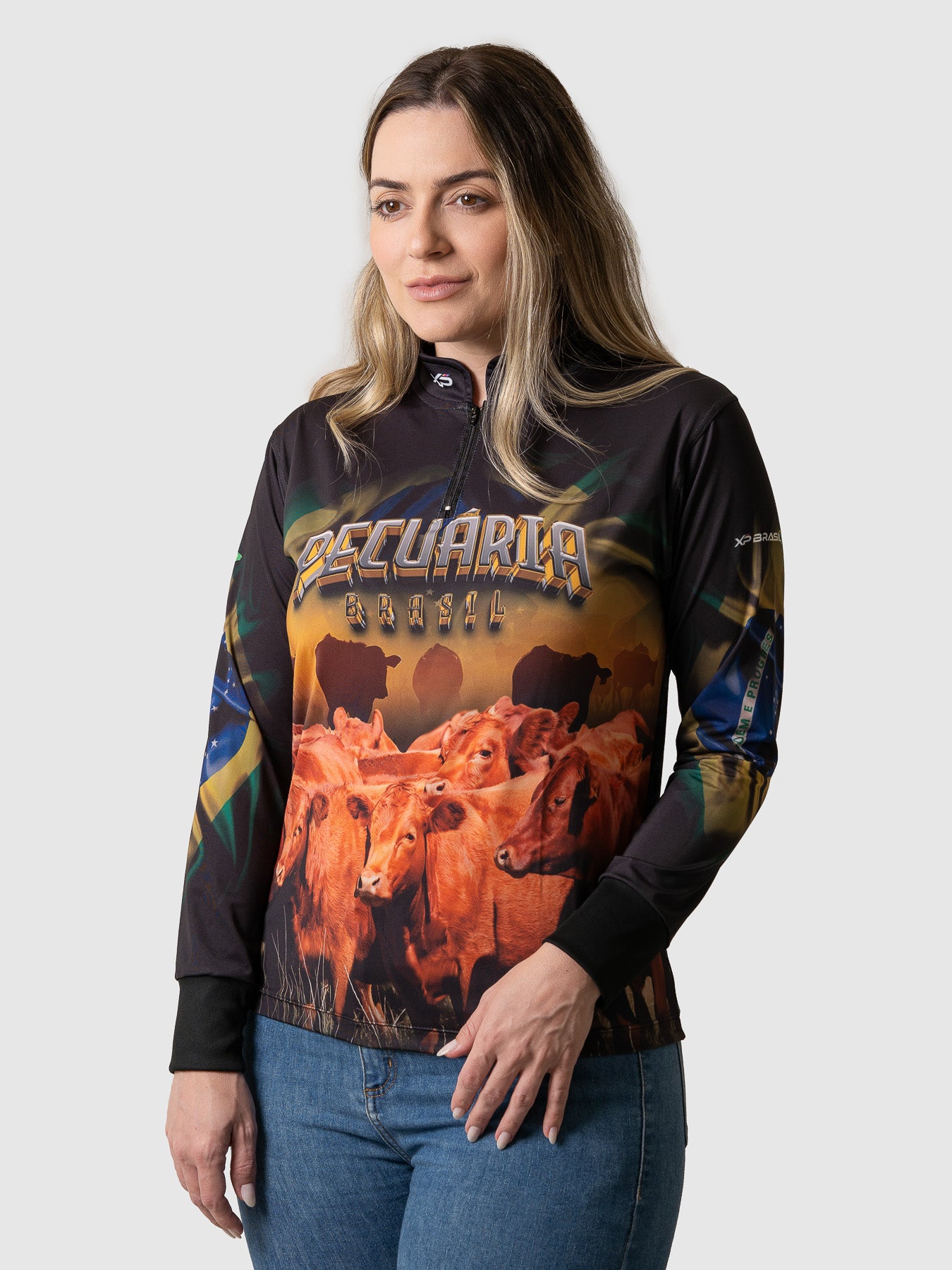 Camisa Agro Feminina XP Brasil Pecuária Brasil com Proteção UV50+