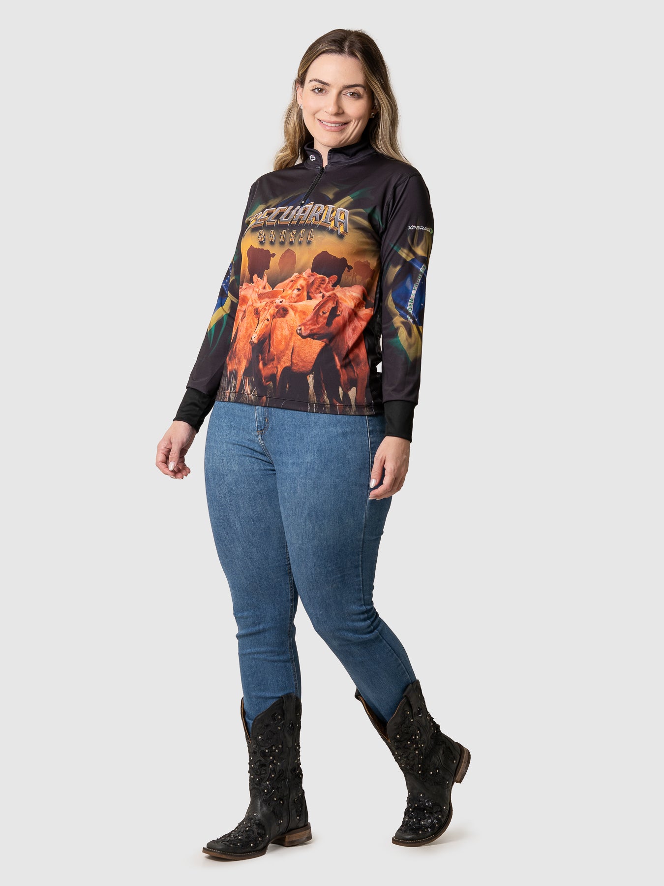 Camisa Agro Feminina XP Brasil Pecuária Brasil com Proteção UV50+