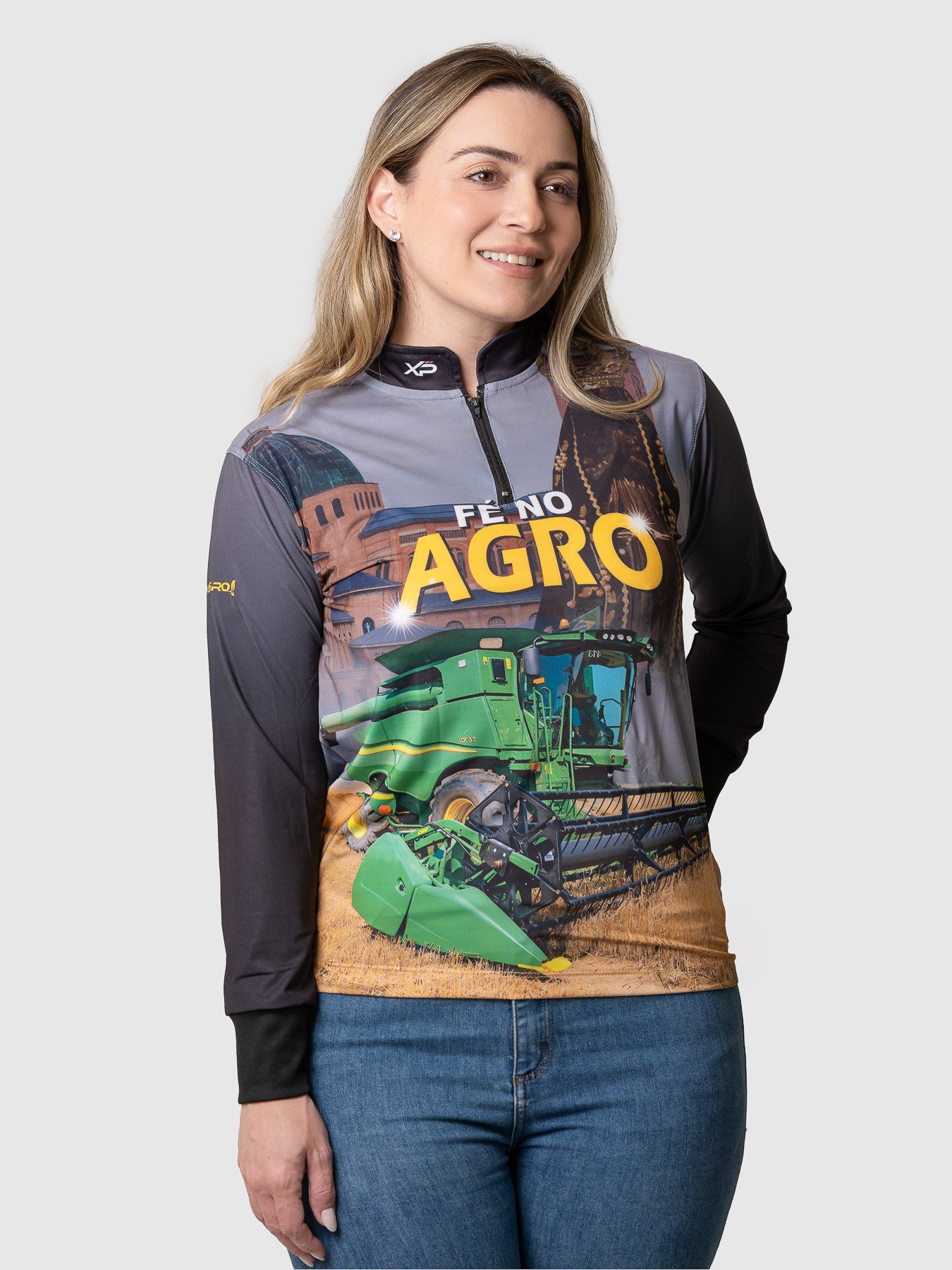 Camisa Agro Feminina XP Brasil Nossa Senhora Aparecida com Proteção UV50+