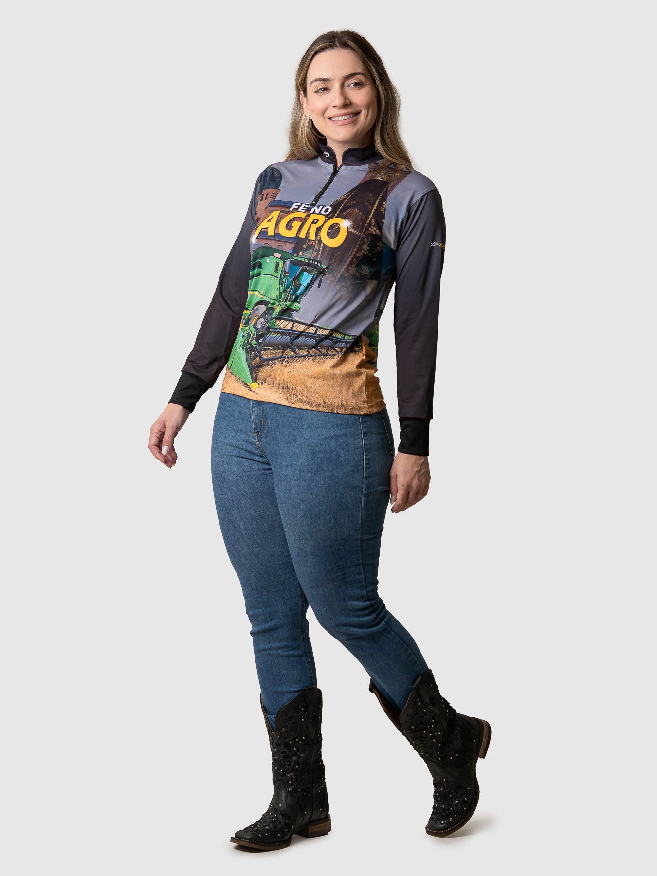 Camisa Agro Feminina XP Brasil Nossa Senhora Aparecida com Proteção UV50+