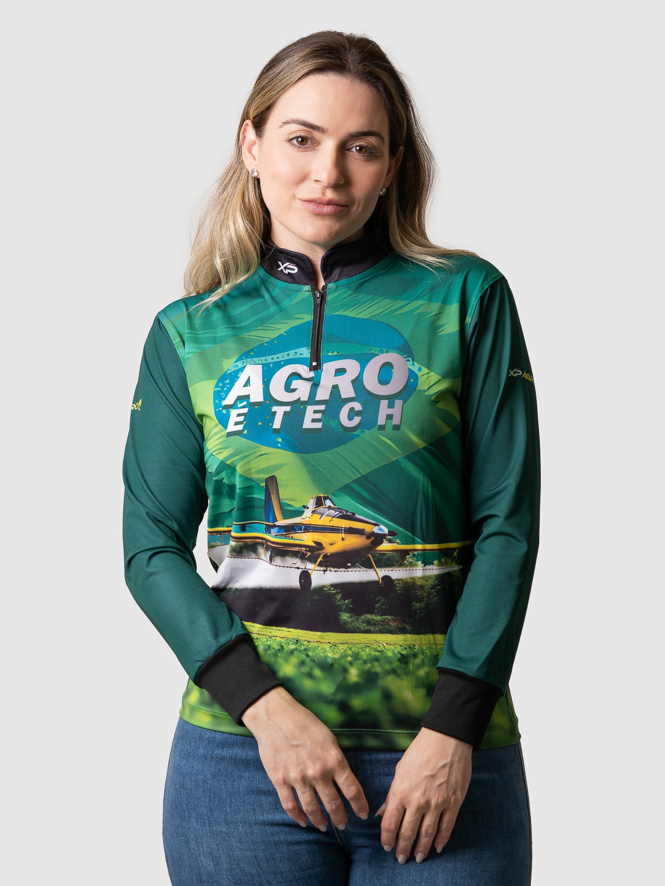 Camisa Agro Feminina XP Brasil Agro é Tech com Proteção UV50+