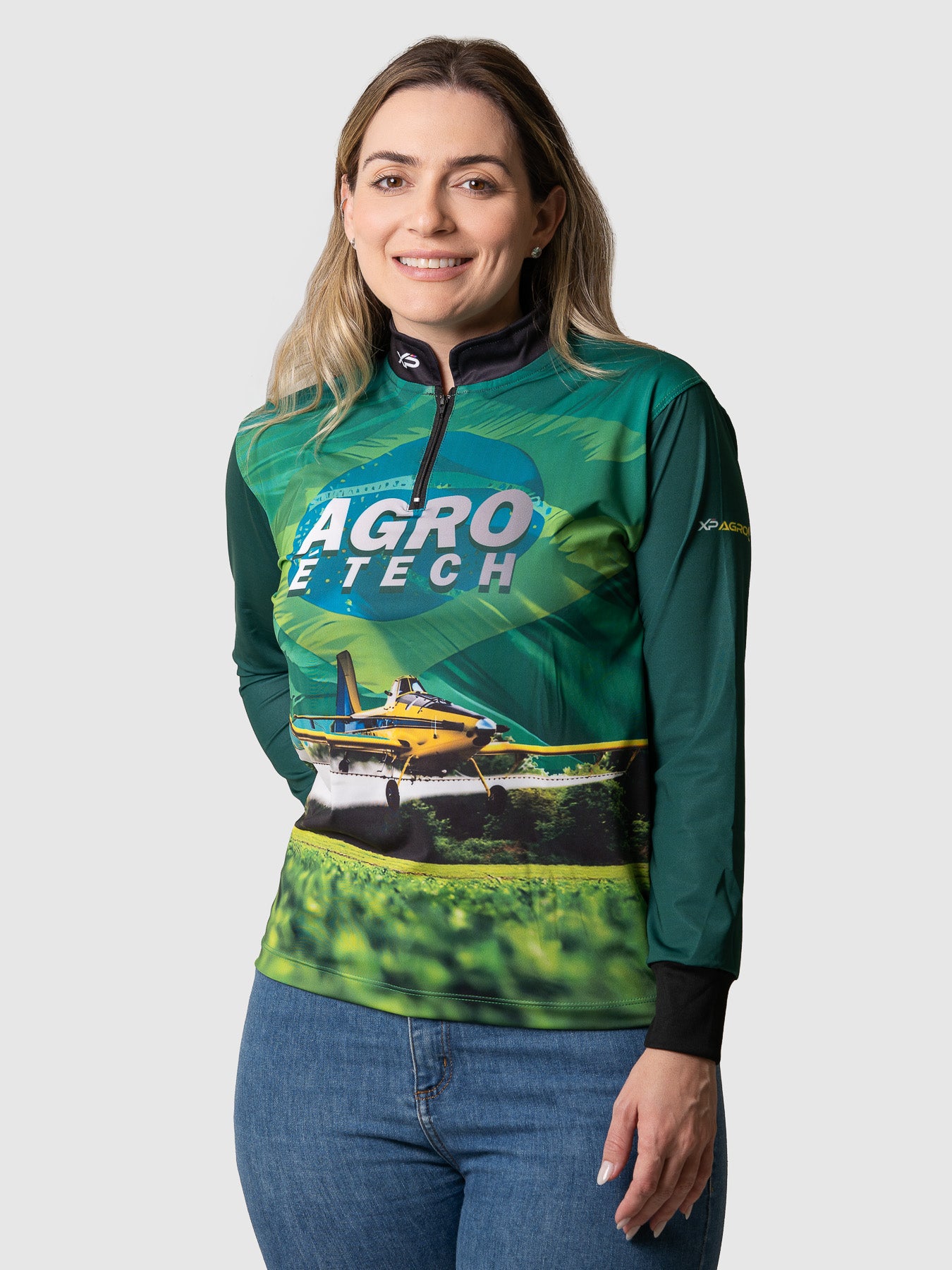 Camisa Agro Feminina XP Brasil Agro é Tech com Proteção UV50+