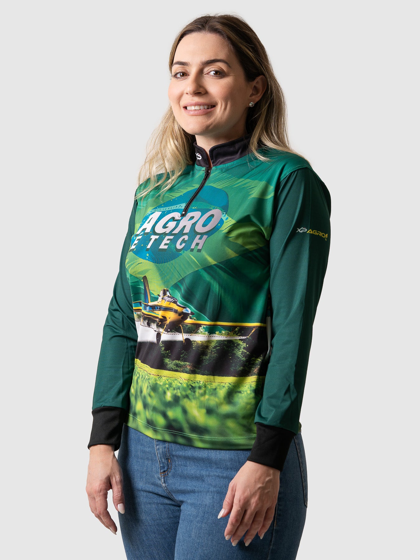 Camisa Agro Feminina XP Brasil Agro é Tech com Proteção UV50+