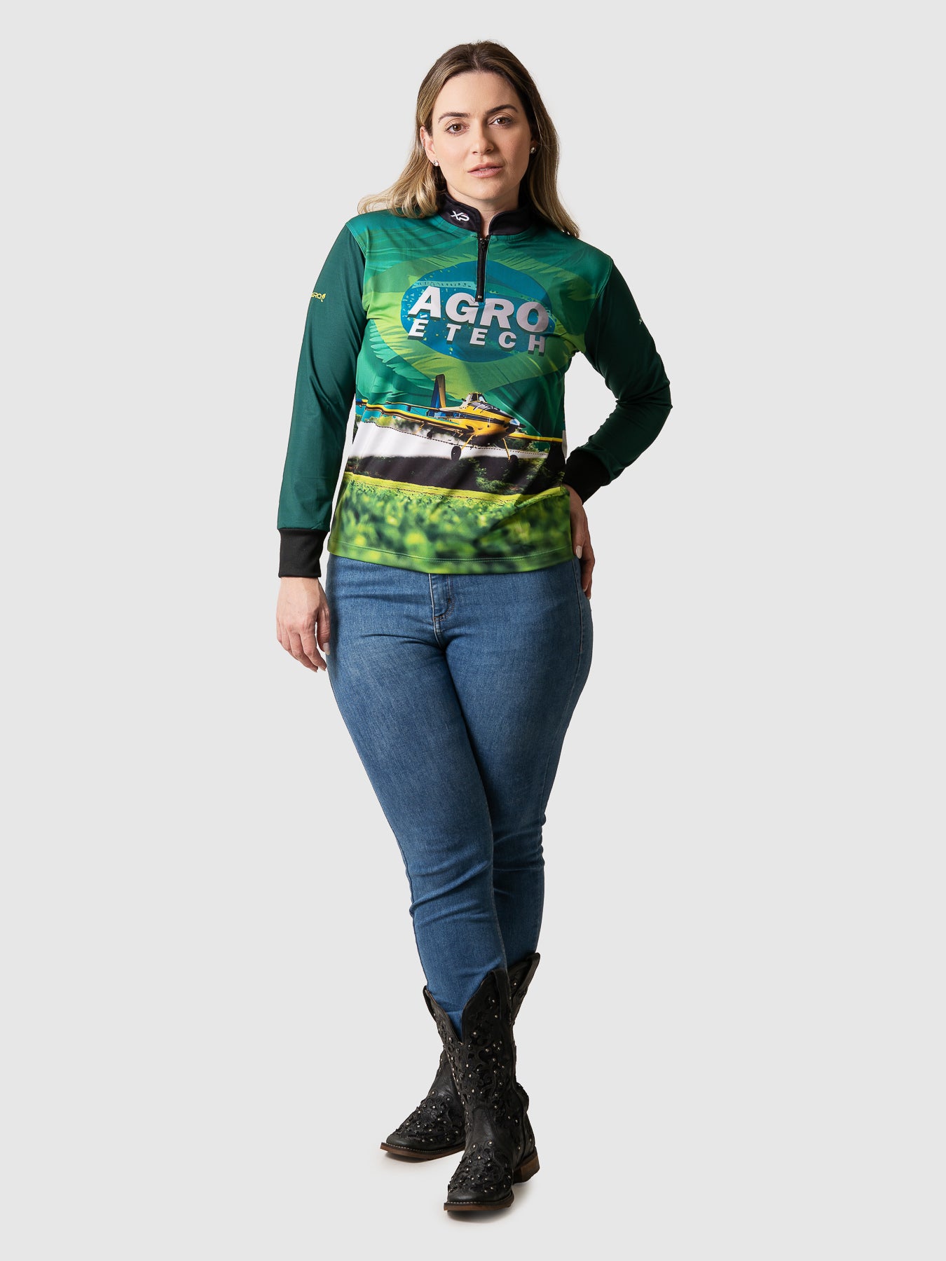 Camisa Agro Feminina XP Brasil Agro é Tech com Proteção UV50+
