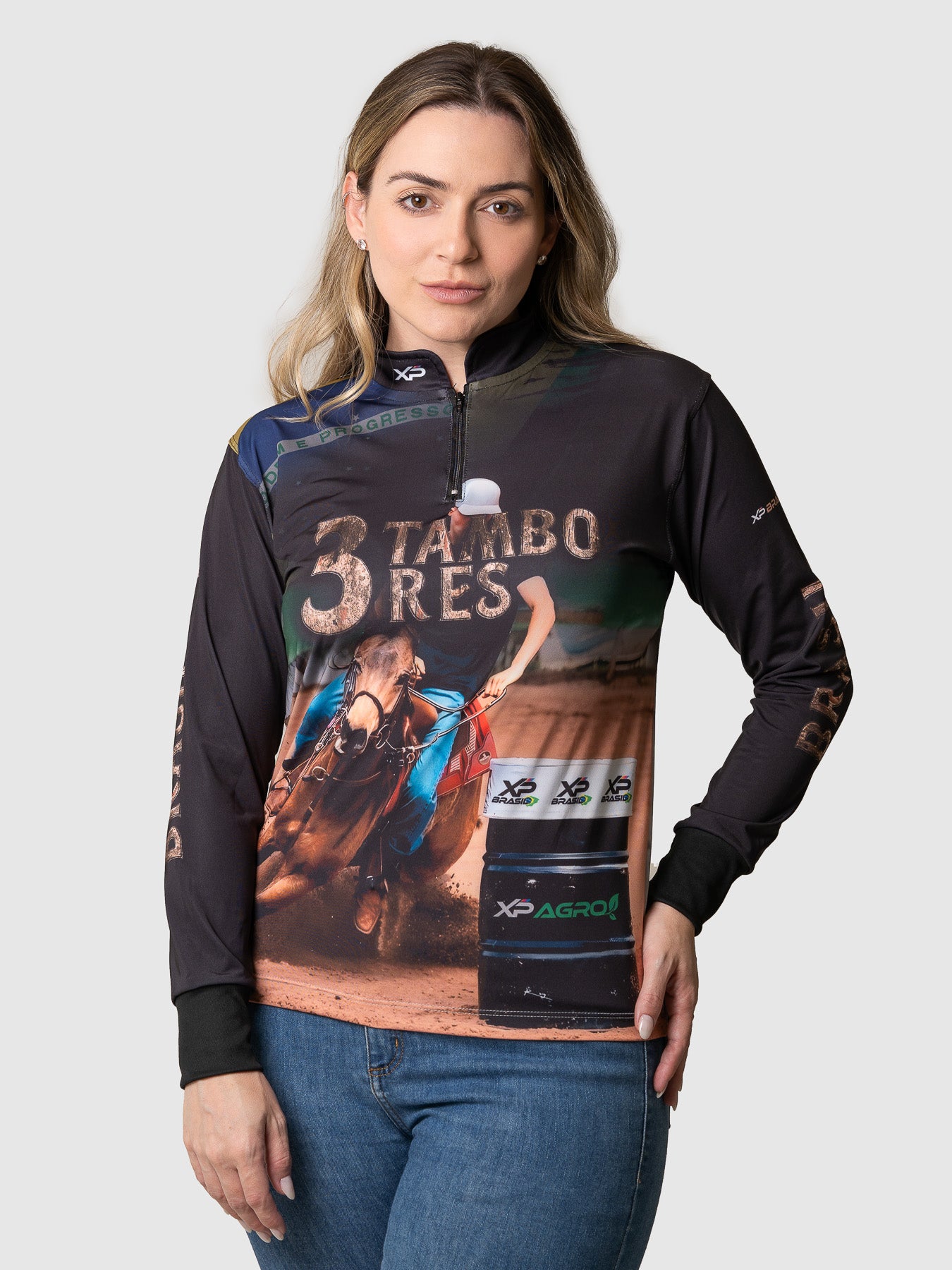 Camiseta Feminina Manga Longa XP BRASIL - 3 TAMBORES