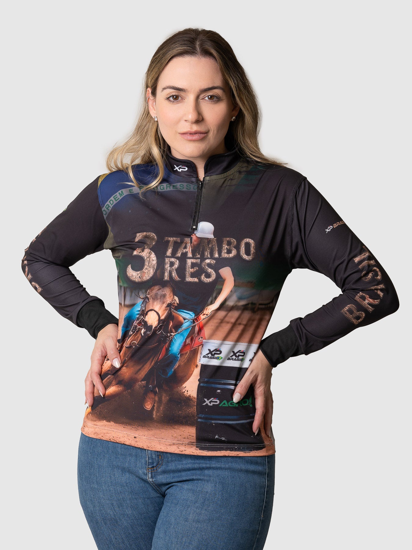 Camisa Agro Feminina XP Brasil Três Tambores com Proteção UV50+