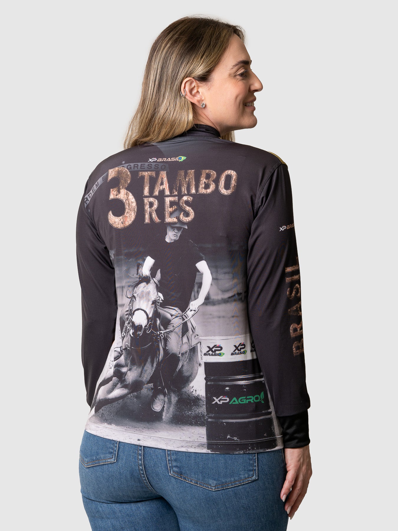 Camiseta Feminina Manga Longa XP BRASIL - 3 TAMBORES