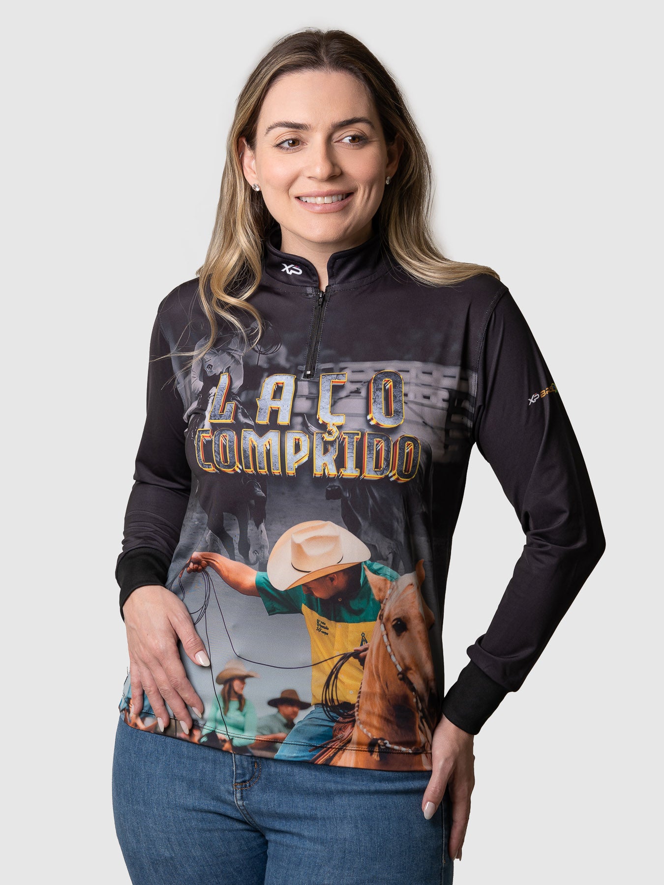 Camisa Agro Feminina XP Brasil Laço Comprido com Proteção UV50+
