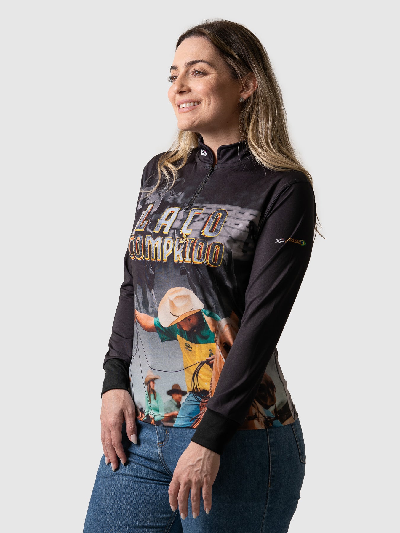 Camisa Agro Feminina XP Brasil Laço Comprido com Proteção UV50+